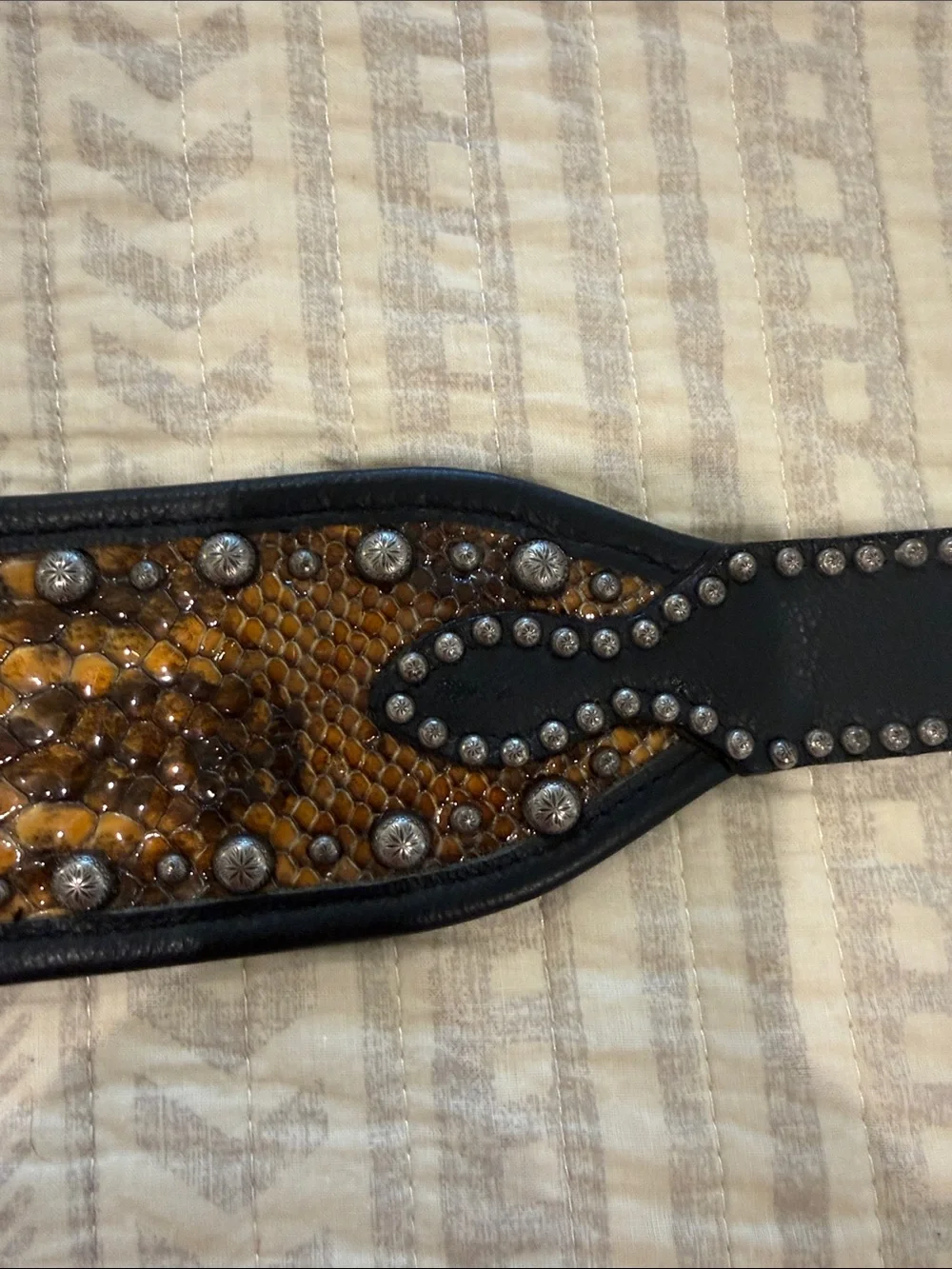 Double J Saddlery Studded Western Belt with Ornate Silver Buckle